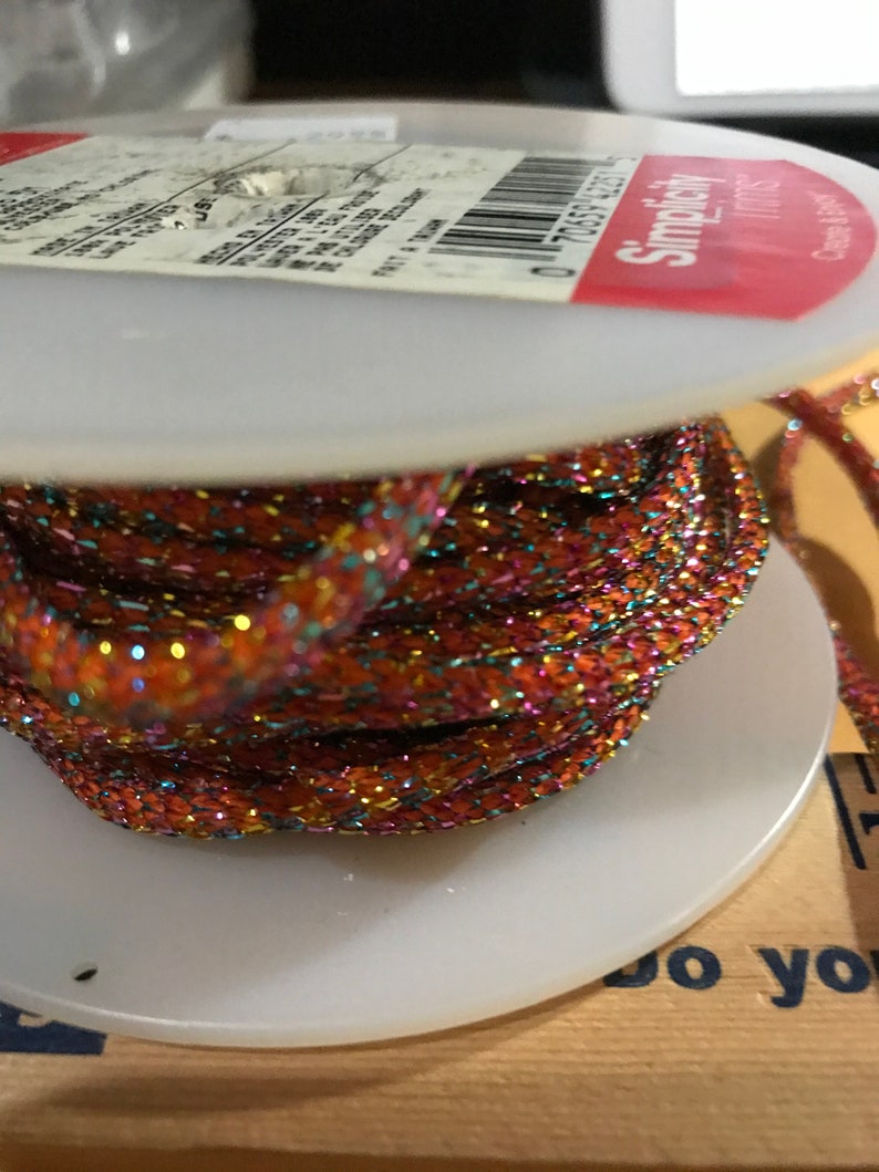 4 yards Simplicity Wrights trim\u2019s Orange green or silver sparkly cord accent sewing trim 18\u201d wide