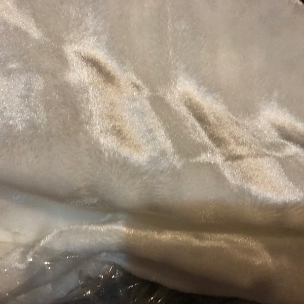 1 yard white mock mink fabric -polyester faux fur 63 inches wide