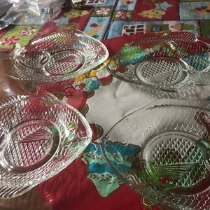 4 vintage clear glass fish shaped dishes