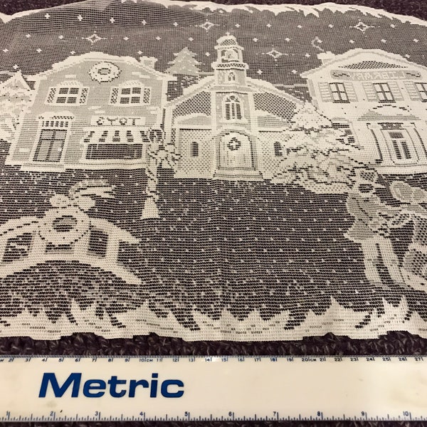 Christmas lace mantle scarf or village scene runner, New vintage