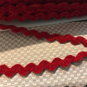 3 yards 5/8 « velour rick rack Wrights trim - choix de rouge, vert olive, beige, rose ou bourgogne