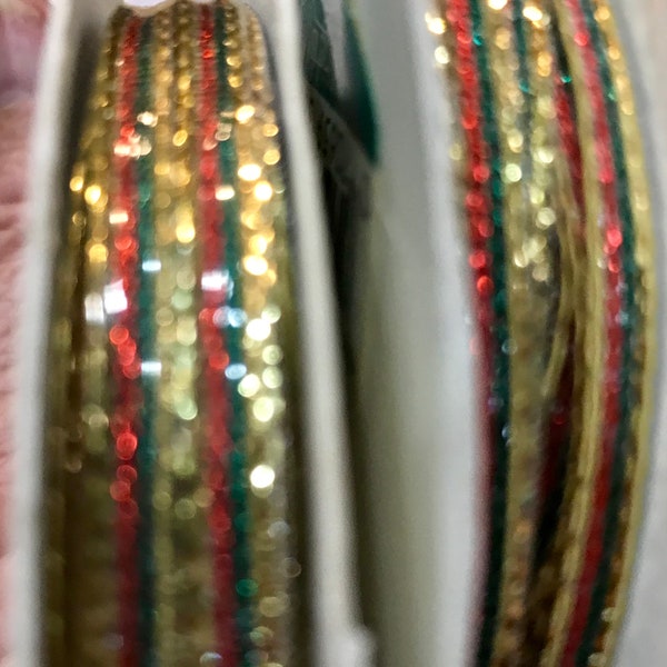 2 yards red/green/gold or red/silver/blue wire edge ribbon trim - Sparkl