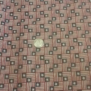 1 yard Americana Cotton fabric, red white blue Stars and Stripes mini flag design 44 inch wide