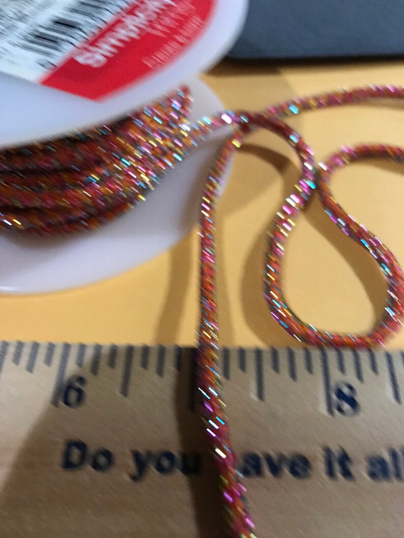 4 yards Simplicity Wrights trim\u2019s Orange green or silver sparkly cord accent sewing trim 18\u201d wide