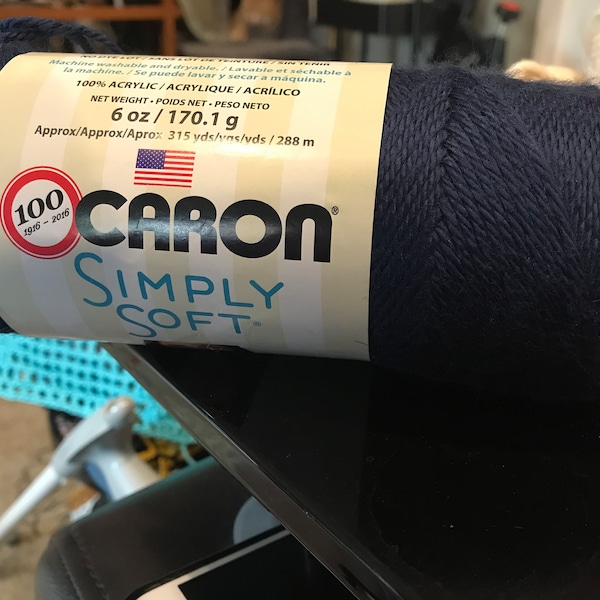 NWT Caron simply soft yarn - color: dark country blue  or grey heather 5/6 Oz  acrylic -medium weight 4