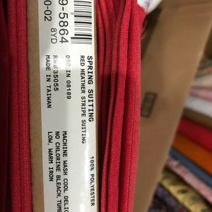 1 yd spring suiting fabric - 100 % polyester fabric- choice of white red or blue - 58 inches wide