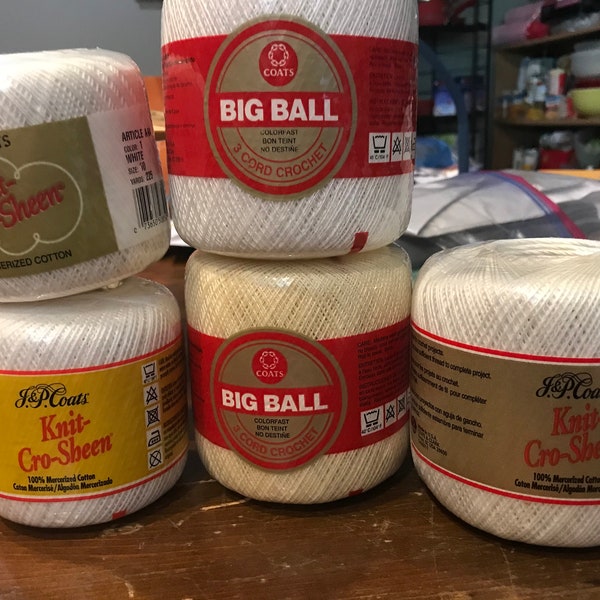 One ball cotton crochet thread - sizes3/5/10/20/30 - 100-500 yards various colors