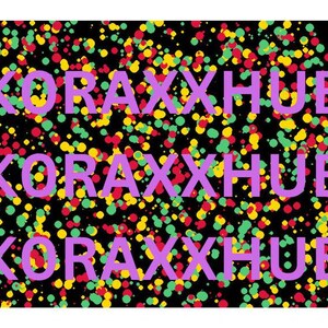 May include: A digital artwork featuring the text "KORAXHUB" in purple, set against a backdrop of colourful dots. The dots are red, yellow, and green on a black background.