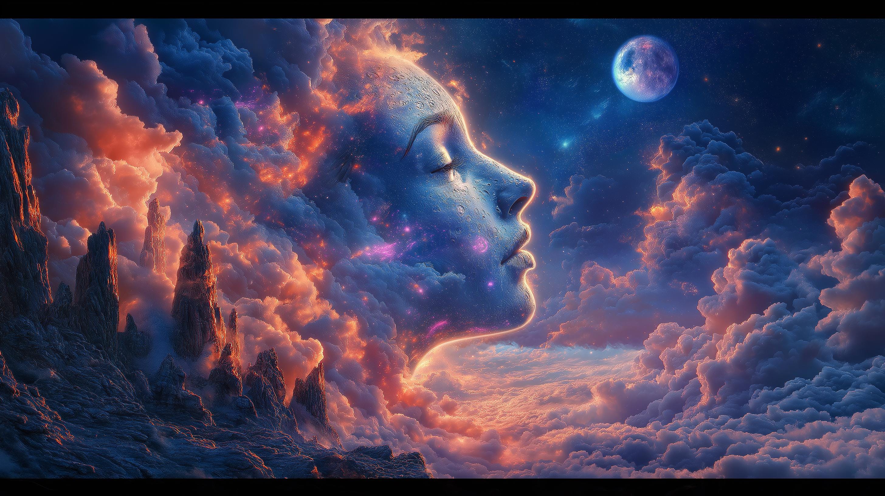 Celestial Goddess AI Art – Digital Download, Mystical Moonlight Wall ...