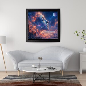 Celestial Goddess AI Art – Digital Download, Mystical Moonlight Wall Print, Surreal Fantasy Artwork, AI-Generated Decor