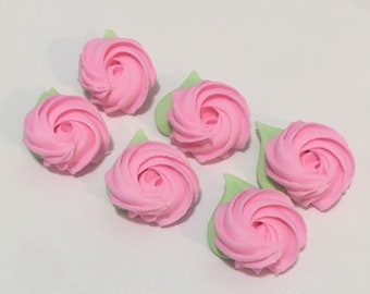 100 pink sugar rosettes Approx. size 3/4”