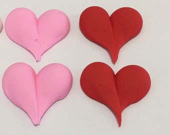 100 (50 pink and 50 red) Royal Icing hearts Approx size 1”