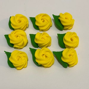 100 mini yellow rosettes royal icing flowers Approx.size 1/2”