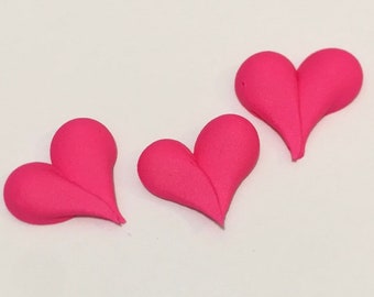 100 hot pink Royal Icing hearts Approx size 1”