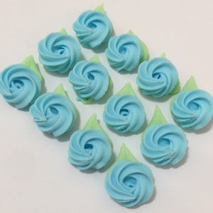 150 blue mini rosettes royal icing flowers Approx.size 1/2”