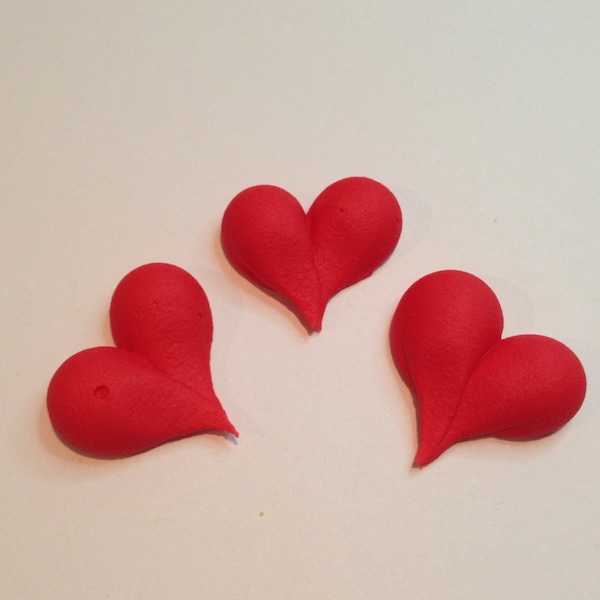 100 red Royal Icing hearts Approx size 1”