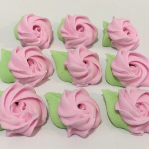 150 mini pink rosettes royal icing flowers Approx.size 1/2”
