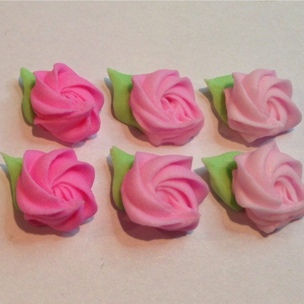 150 mini rosaces de fleurs en glaçage royal trois nuances de rose Dimensions env. 1/2 po.