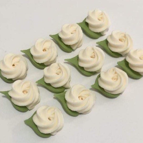 100 mini ivory  rosettes royal icing flowers Approx.size 1/2”