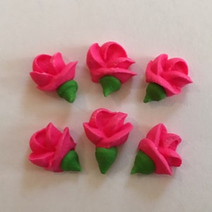 100 mini sugar flower buds hot pink royal icing flowers Approx.size 1/2”