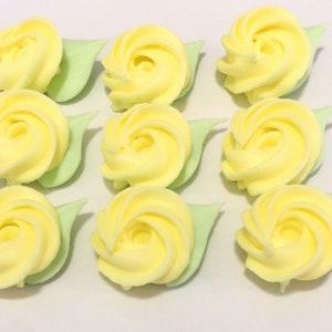 100 mini light yellow  rosettes royal icing flowers Approx.size 1/2”