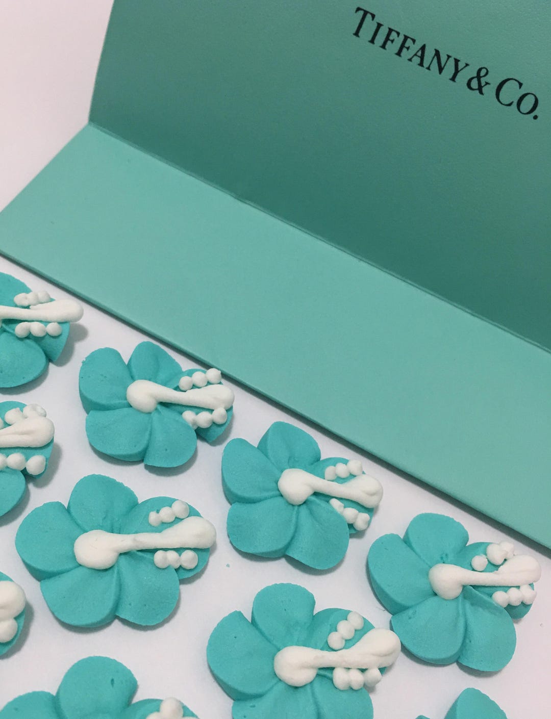 100 Teal Hibiscus Royal Icing Flowers Approx. Size 3/4 Etsy