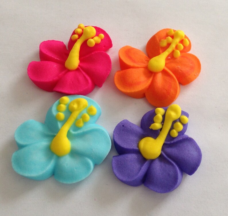 Lot of 100 mini hibiscus royal icing flowers Etsy