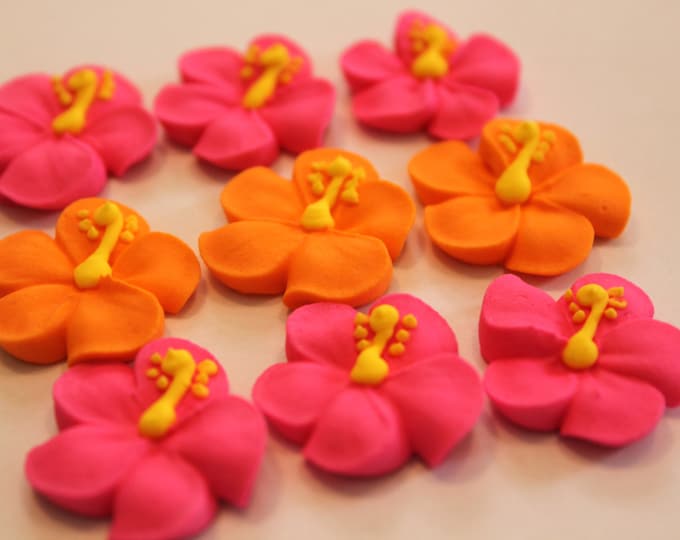 Hibiscus Royal Icing Sugar Flowers LOT of 100 Etsy