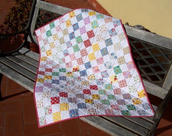 Squares baby quilt reproduction fabrics