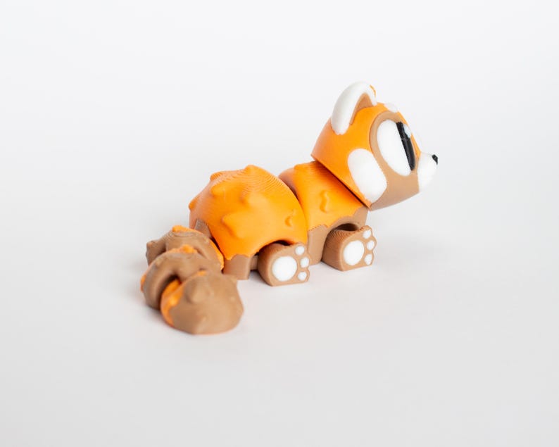 Cute Red Panda! 3D Printed Toy Flexi Articulated Animal Fidget, Pocket ...