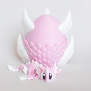 Celestial Blossom Dragon with Egg, 3D Printed Flexi Dragons, 3D Printed Animals, Articulated Dragon Fidget Sensory Toys, Cute Party Favors