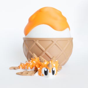 Orange Dreamcicle Dragon, Flexi Dragons with Egg, 3D Printed Animals, Articulated Dragon Fidget Sensory Toy, Party Favors, 3D Printed Toys