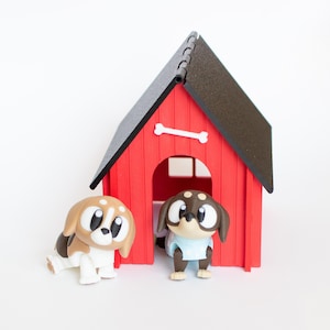 Dog House Bundle! 3D Printed Animals, Articulated Fidget Puppy, Sensory Toys, Party Favors, Cute Pocket Pets, 3D Print Flexi Animal Buddy
