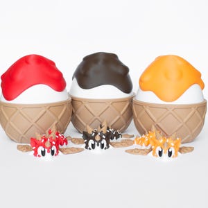 Ice Cream Dragon and Egg Bundle, 3D Printed Flexi Dragon Toys, 3D Printed Animals, Articulated Dragon Fidget Sensory Toy, Party Favors