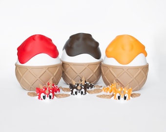 Ice Cream Dragon and Egg Bundle, 3D Printed Flexi Dragon Toys, 3D Printed Animals, Articulated Dragon Fidget Sensory Toy, Party Favors