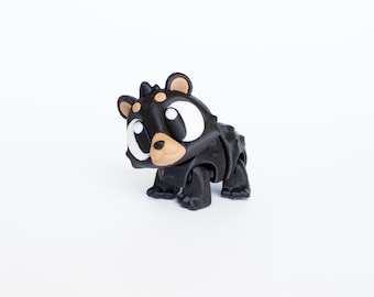 Cute Baby Black Bear! 3D Printed Animals, Articulated Fidget Sensory Toys, Party Favors, Pocket Pets Gift, 3D Print Flexi Animal Buddy