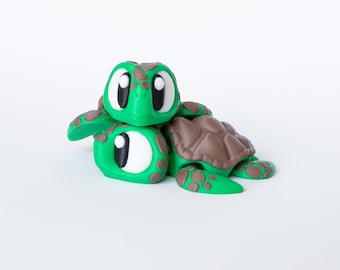 3D Printed Articulated Sea Turtle, Cute Flexi Animals, Fidget Sensory Toys, Teacher Party Favors, Pocket Pets, 3D Print Mini Animal Buddy