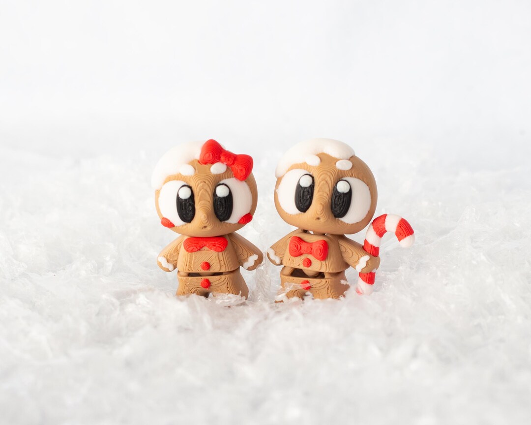 Cute Gingerbread Men 3D Printed Fidget Animals Articulated Sensory ...
