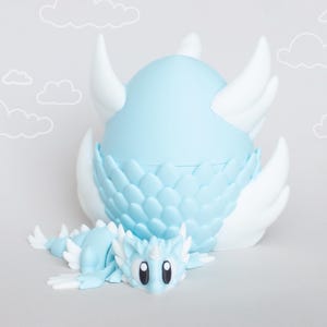 Celestial Sky Dragon with Egg, 3D Printed Flexi Dragons, 3D Printed Animals, Articulated Dragon Fidget Sensory Toys, Cute Party Favors