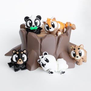 BIGGER Bear Bundle! Cute 3D Printed Animals, Articulated Fidget Set, Sensory Toys, Party Favors, Pocket Pets Gift, Print Flexi Animal Buddy