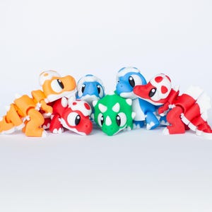 3D Printed Dino Set 6 pc, Flexi Articulated Dinosaur Fidget Toys, Pocket Pet Dinosaurs, Sensory Gift for Kids, Cute Party Favor Set