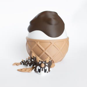 Chocolate Icecream Dragon, Flexi Dragons with Egg, 3D Printed Animals, Articulated Dragon Fidget Sensory Toy, Party Favors, 3D Printed Toys