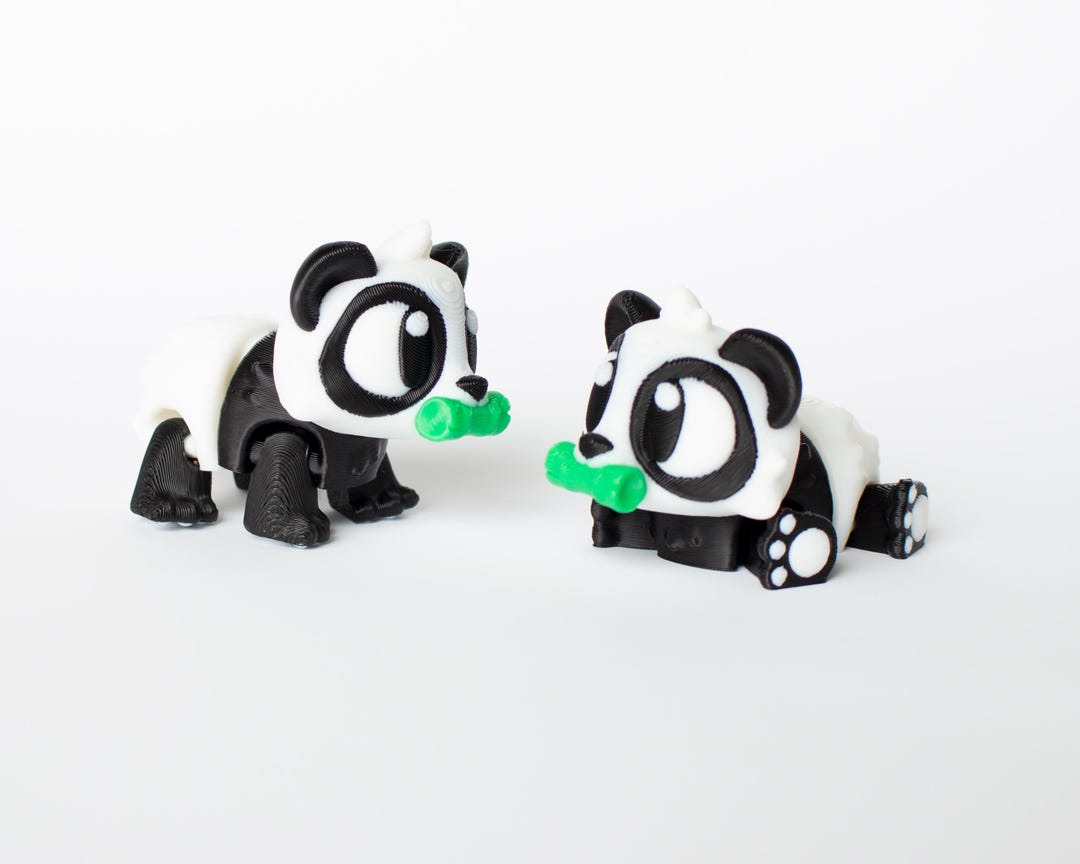 3D Printed Panda Bear Toy, Flexi Articulated Animal Fidget, Pocket Pet ...