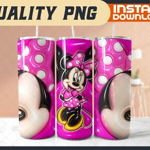 Minnie Mouse 3D-glasspapper PNG, sublimeringsdesign för tecknad karaktär (direkt nedladdning) bild 2