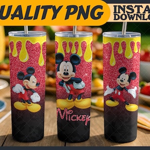 Glitter Mickey Tumbler Wrap Sublimation Designs PNG – 20oz Skinny, Cartoon Characters Tumbler Wrap, Digital File, Gift for Cartoon Lover