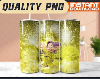 Dopey Dwarf Glitter Firework 20oz Tumbler Wrap, Sublimation PNG (Digital Download)