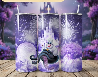 Ursula Tumbler Wrap, Glitter Firework 20oz Skinny Sublimation PNG (Digital Download)