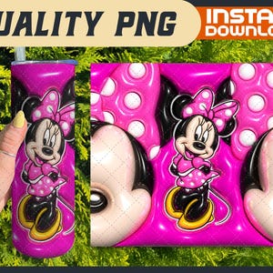 Minnie Mouse 3D-glasspapper PNG, sublimeringsdesign för tecknad karaktär (direkt nedladdning) bild 1