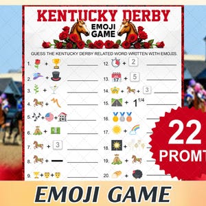 Kentucky Derby Emoji Game, Horse Racing Party Game (Digital Download)