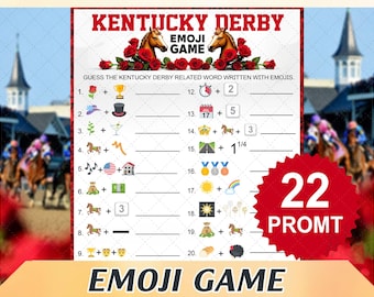 Kentucky Derby Emoji Game, Horse Racing Party Game (Digital Download)